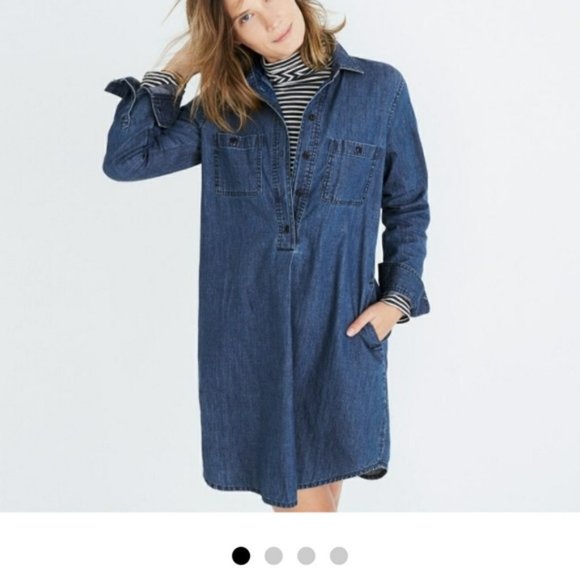 Madewell Dresses & Skirts - Madewell Denim Popover Long Sleeve Dress